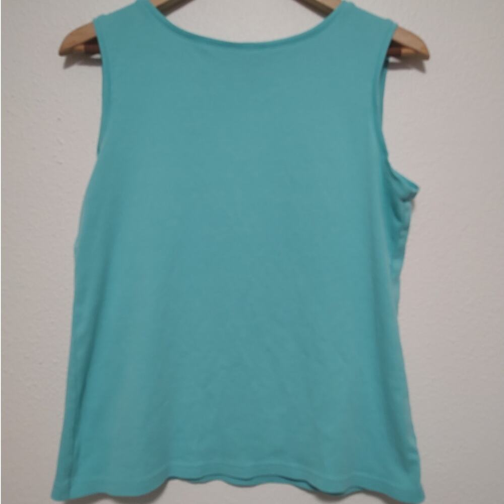 Karen Scott Aqua Blue Cotton Knit Tank Top Size Large